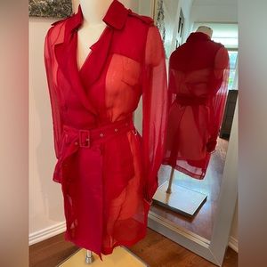 Most fun red sheer trench coat